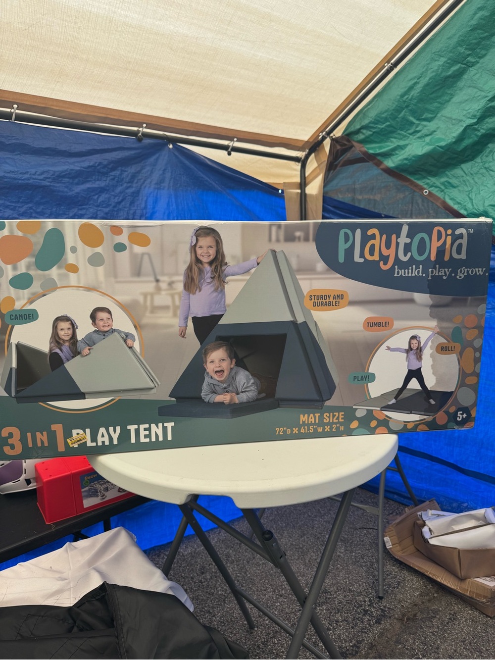 Topia 3-in-1 Play Tent - Teal, Dark Teal, Light Gray